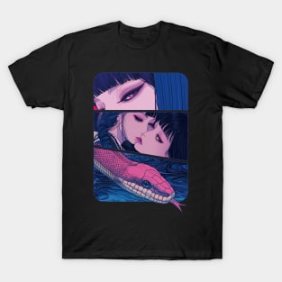 Geisha dragon in water 7213 T-Shirt